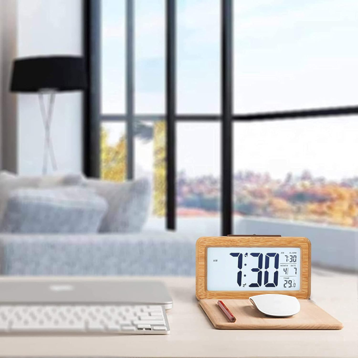 Vibe Geeks Wooden Digital Alarm Clock Snooze Display Bedside Desk Table Clock