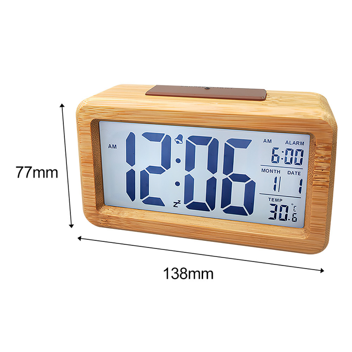 Vibe Geeks Wooden Digital Alarm Clock Snooze Display Bedside Desk Table Clock