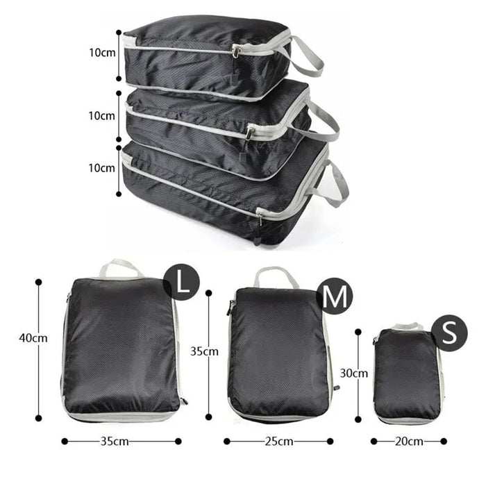 Vibe Geeks 3Pcs Compressible Travel Storage Bag Suitcase Packing Cubes