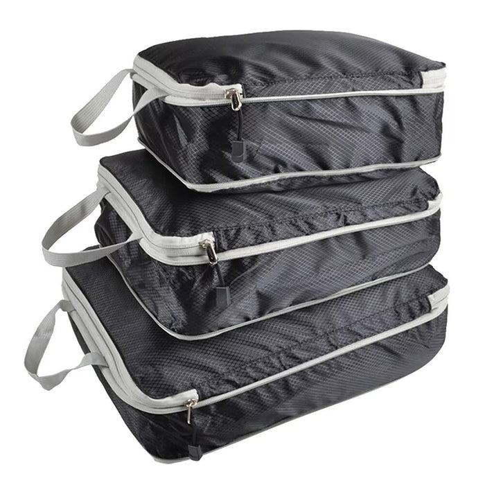 Vibe Geeks 3Pcs Compressible Travel Storage Bag Suitcase Packing Cubes