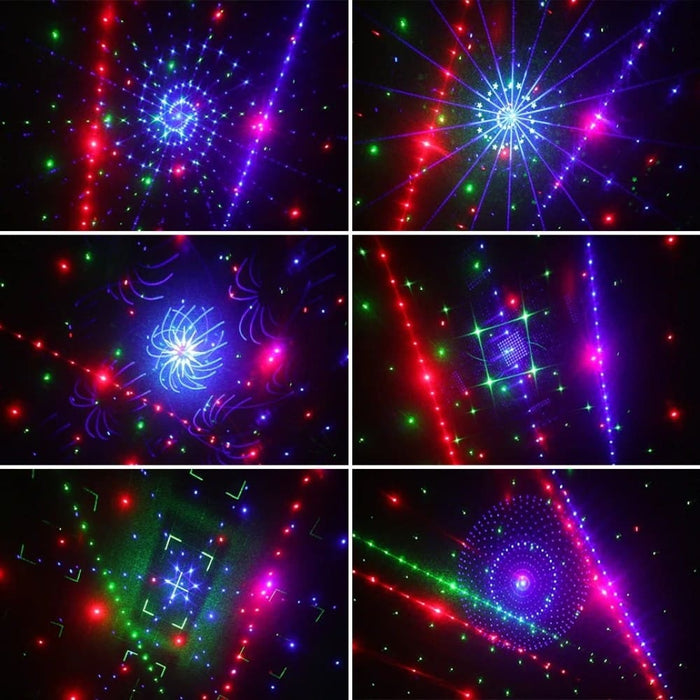 21 Hole RGB Party DJ Disco Beam Patterns Stage Laser Light Projector RGB UV LED Strobe Sound Party Holiday Wedding Lamp