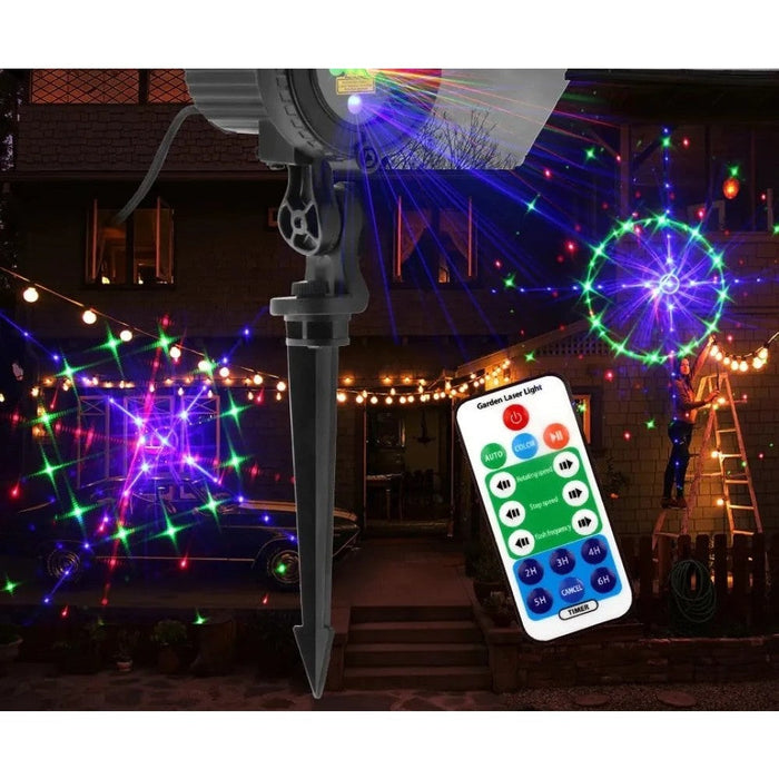 24 Patterns Red Green Blue Outdoor Motion Static Laser Projector Garden Holiday Christmas Tree House Wall Waterproof Light