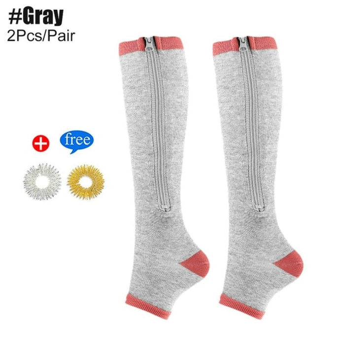 2Pcs/Pair Zipper Compression Skin Protection Open Toe Socks for Men Women