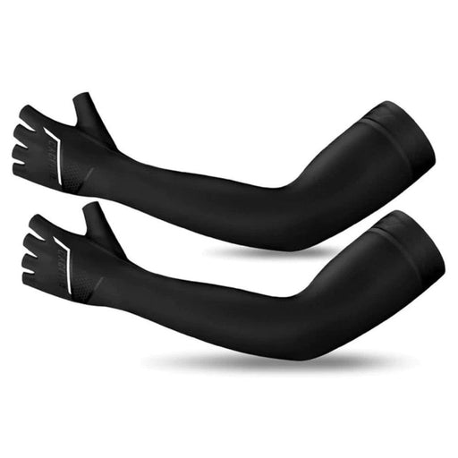 2pcs/pair Anti-uv Ice Silk Cooling Arm Sleeves With Finger