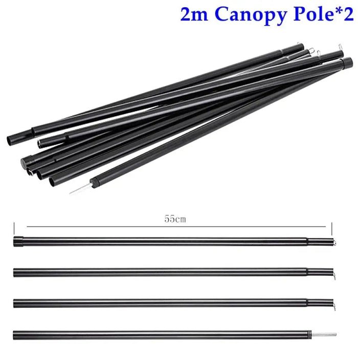 2pcs Tent Rods Outdoor Camping Support Poles Foldable Tarp