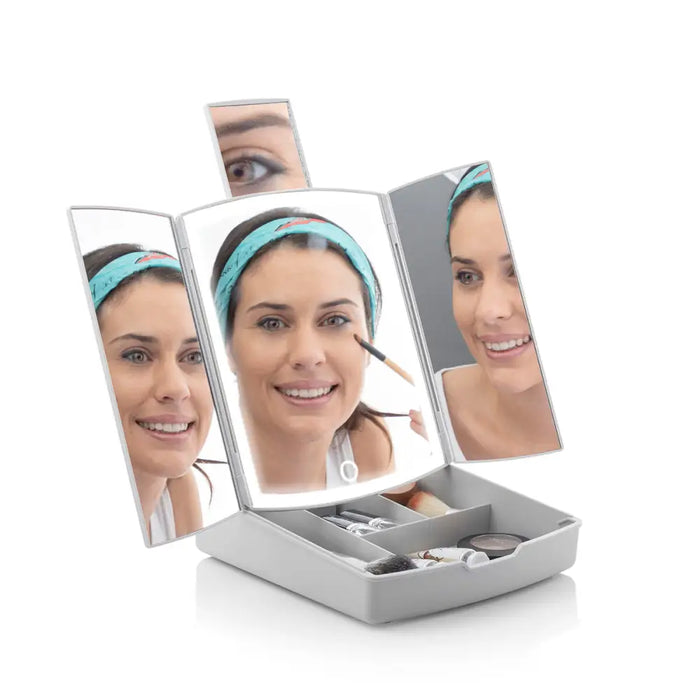 3-in-1 Folding Led Mirror With Make-up Organiser Panomir