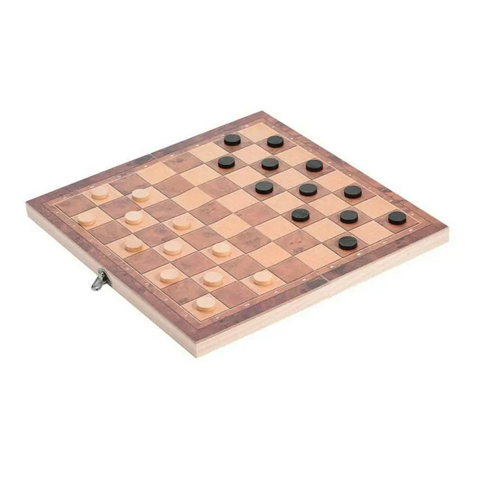 3-in-1 Large Folding Wooden Chessboard Checkers Gaming Set