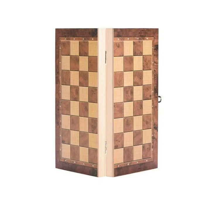 Vibe Geeks 3-in-1 Large Folding Wooden Chessboard Checkers