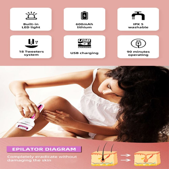 3 In-1 Rechargeable Electric Women Epilator For Body Hair Removal