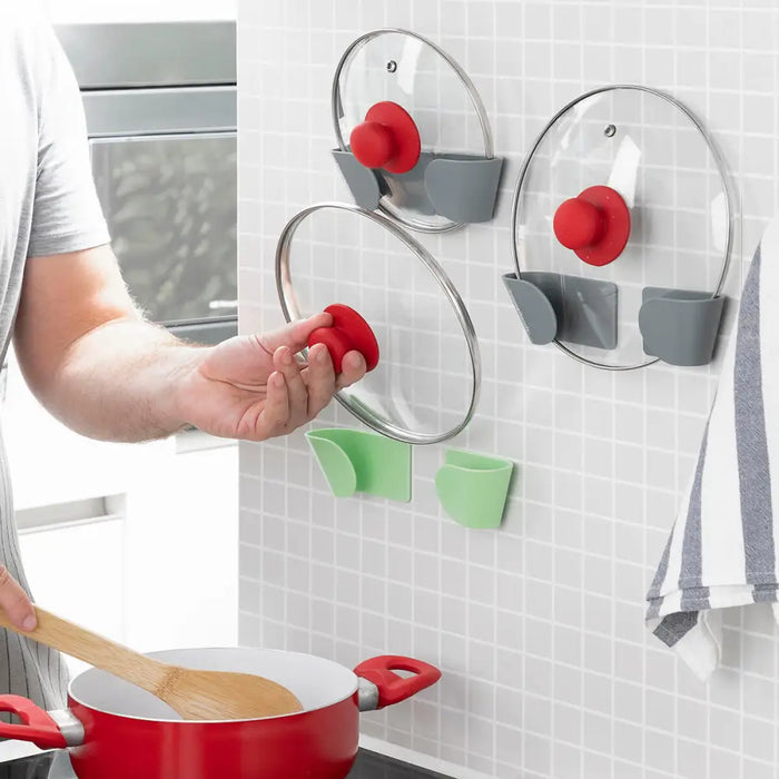 Set Of 3 Adhesive Holders For Saucepan Lids Smarack