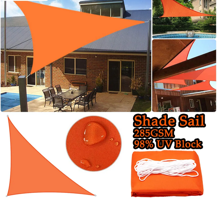 300D Sun Shade Sail Orange Home Outdoor Garden Waterproof Canopy Patio Plant Cover UV Block Awning Decoration Sunshade triangle