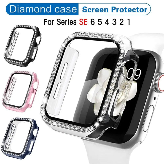 360 Full Screen Protector Tempered Glass Diamond Case For