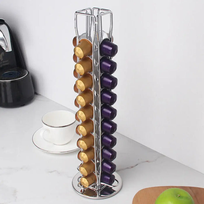 360° Rotating 40 Capsules Coffee Pod Holder Tower Stand Rack