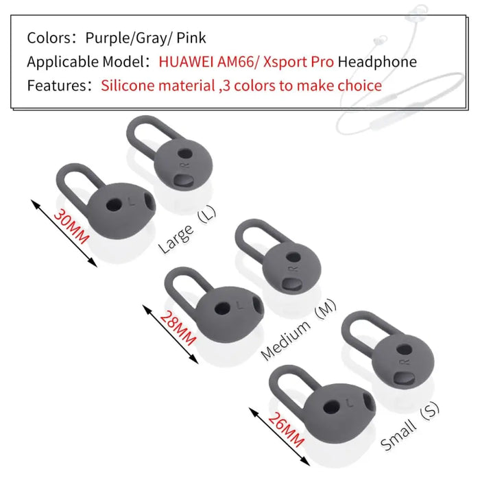 3pairs Anti-drop Silicone Ear Tips For Huawei Am66 Honor