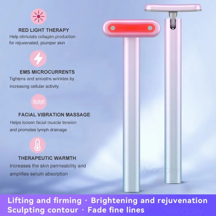 4 In 1 Ems Facial Wand Led Red Light Therapy Massage Tool