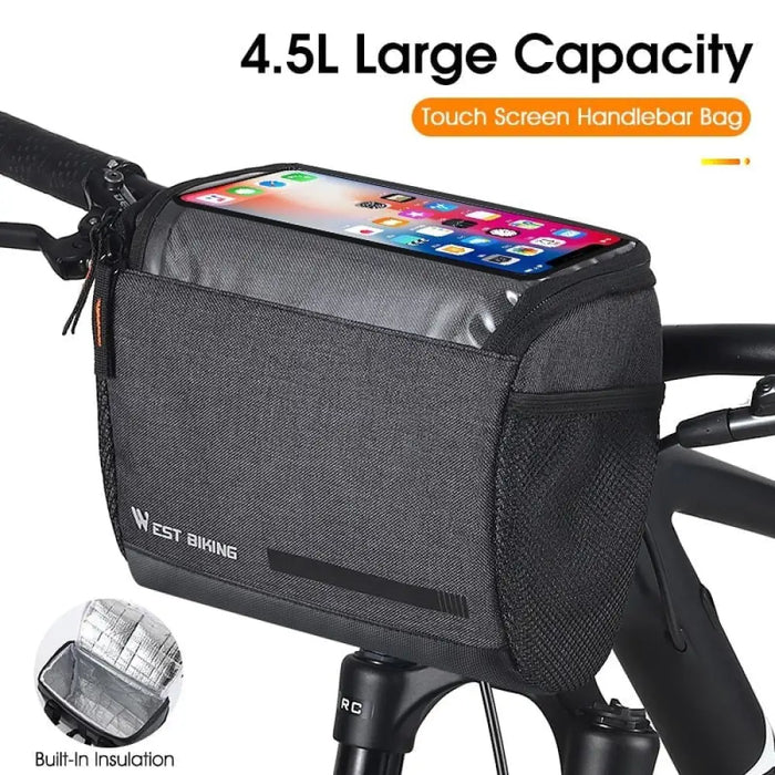 4.5l Handlebar Bicycle Bag With 7.5 Inch Touch Screen Phone