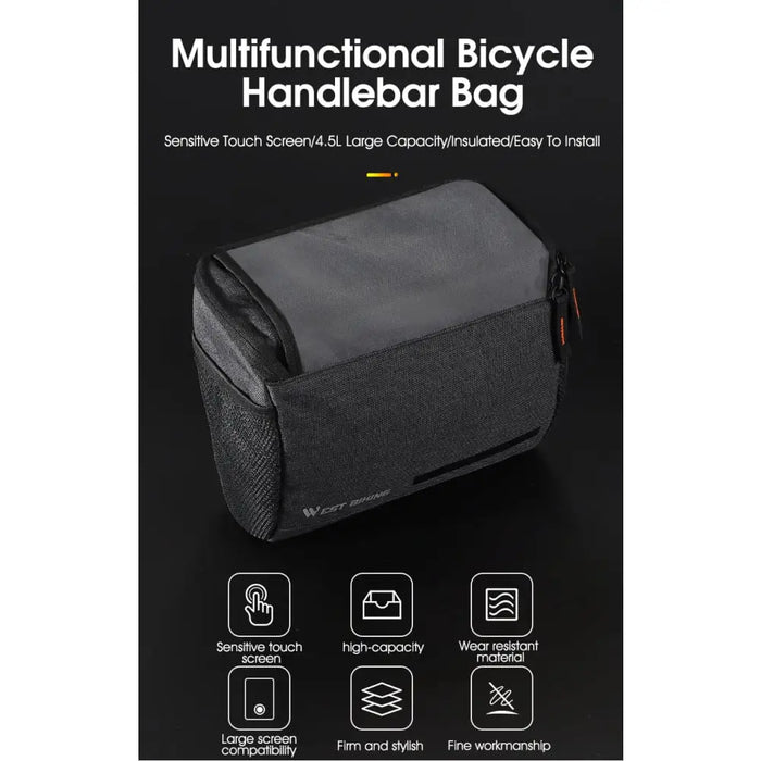 4.5l Handlebar Bicycle Bag With 7.5 Inch Touch Screen Phone