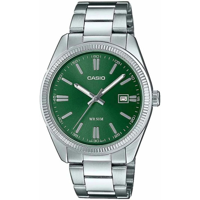 Mens Watch By Casio Green Silver