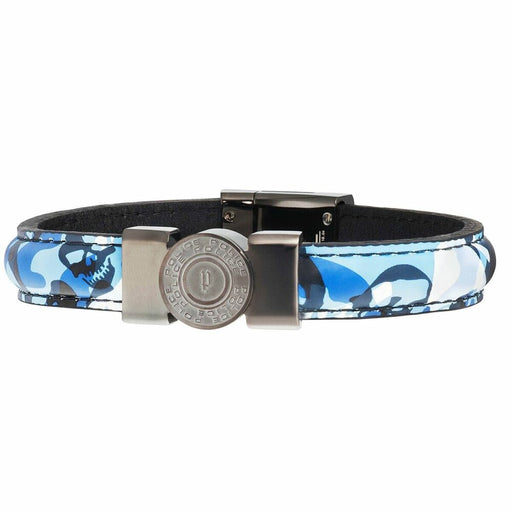 Mens Bracelet By Police Pj25556blu03l Leather 21 Cm