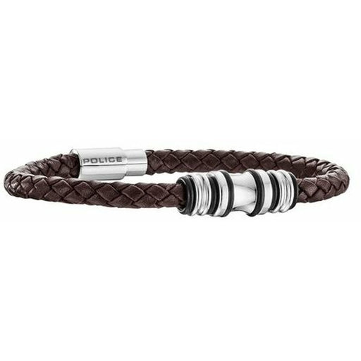 Mens Bracelet By Police Pj25488blc02a Leather 19 Cm