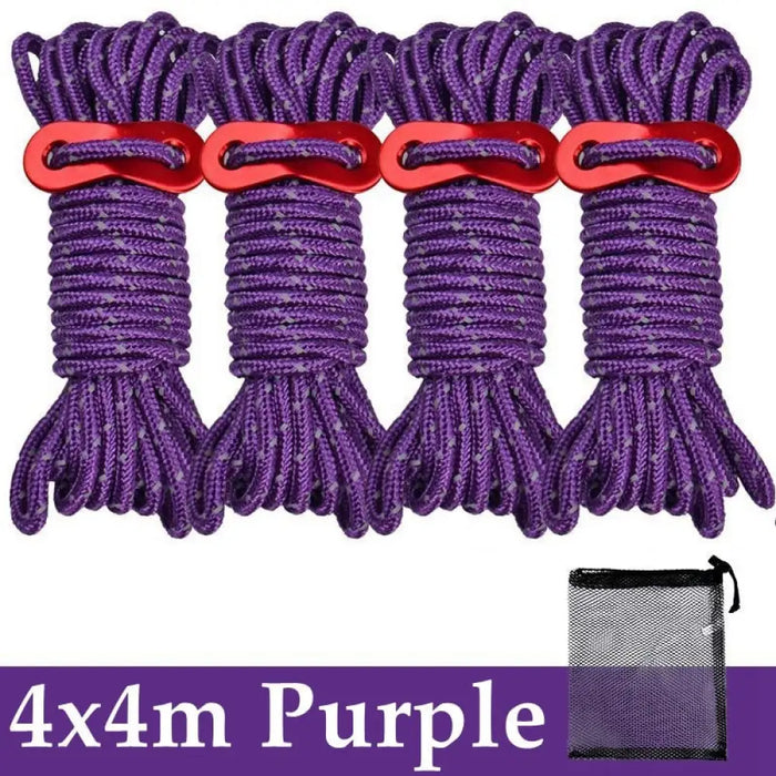 4pcs 4m Multifunction Tent Rope 4mm Refletctive Outdoor