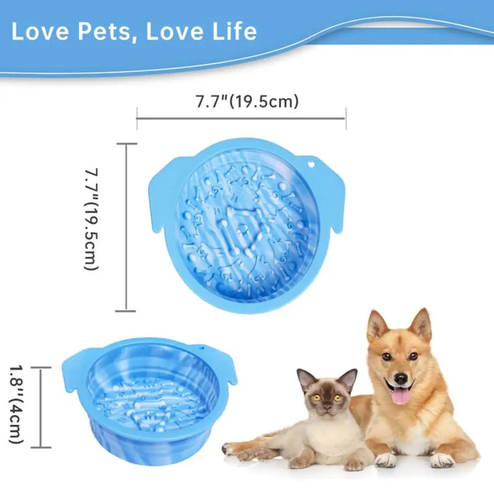 500ml Portable Traveling Silicone Food Water Pet Dishes Slow