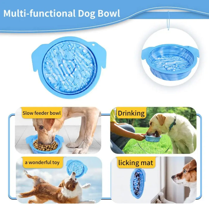 500ml Portable Traveling Silicone Food Water Pet Dishes Slow