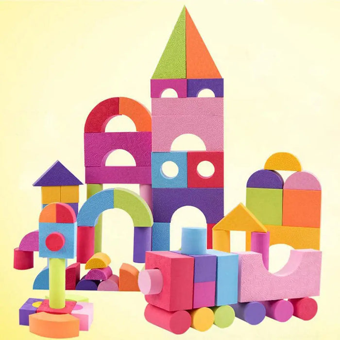 54 Pcs Soft Colorful Foam Building Blocks For Kids Playing