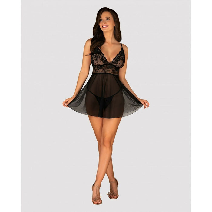 Imperia Babydoll Thong L / Xl By Obsessive Idillia Babydoll Black