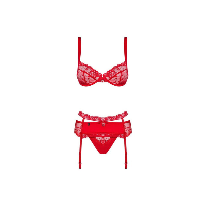 Lace Underwear Set By Obsessive Heartina Red Sm