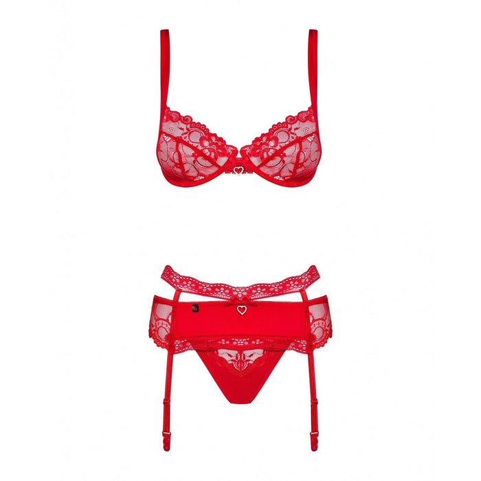 Lace Underwear Set By Obsessive Heartina Red Sm