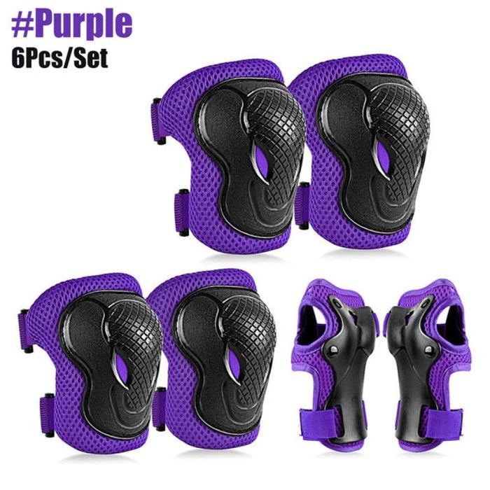 6 In 1 Kids/Youth Protective Gear Set Knee Elbow Pads For Skateboarding Scooter Roller Skating