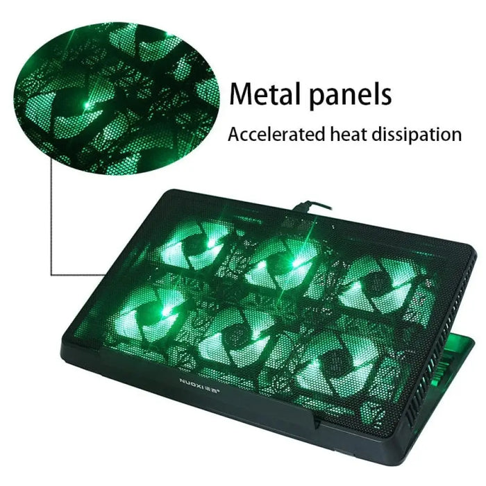 6 Usb Led Aluminum Adjustable Cooling Pad for Laptop