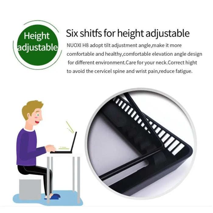 6 Usb Led Aluminum Adjustable Cooling Pad for Laptop