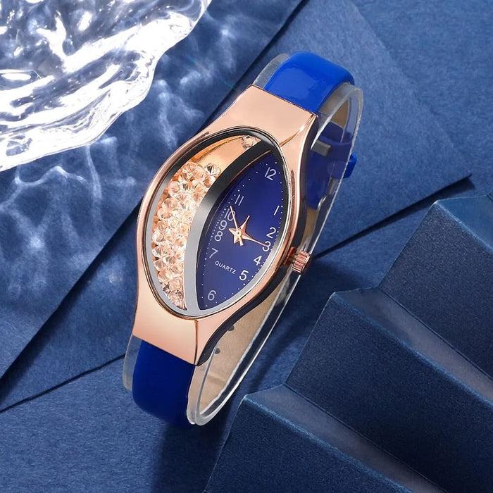 6Pcs Set Women Fashion Quartz Watch Female Clock Rhinestone Dial Luxury Brand Design Women Watches Simple Ladies Wristwatch