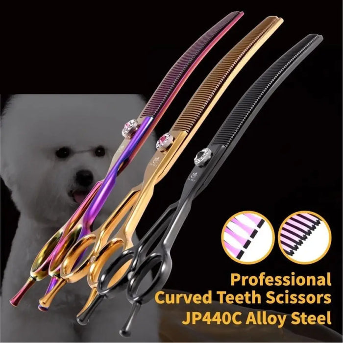 7.25 Inch Professional Dog Grooming Scissors Curved Chunkers