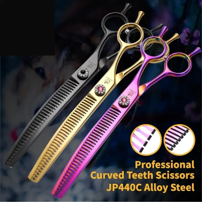 7.25 Inch Professional Dog Grooming Scissors Curved Chunkers