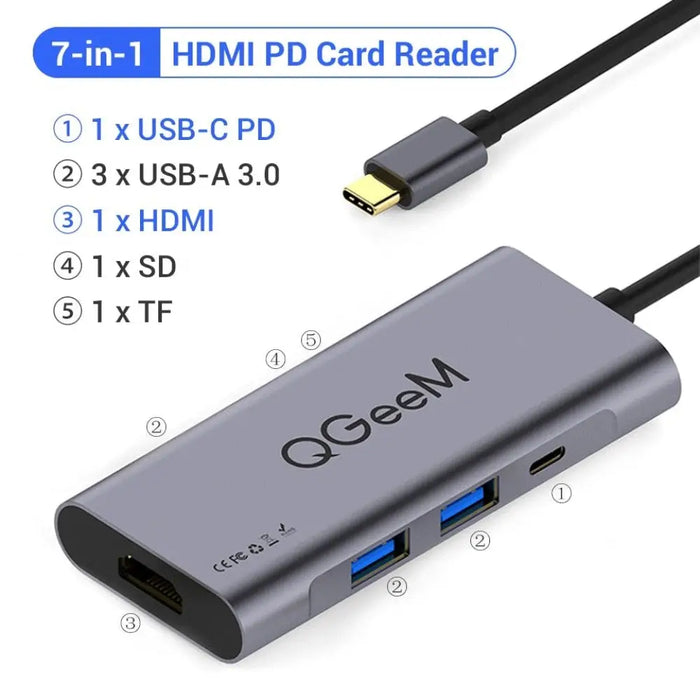 8 in 1 3.5mm Usb Hub 3.0 Adapter Pd Hdmi Rj45 Tf Sd
