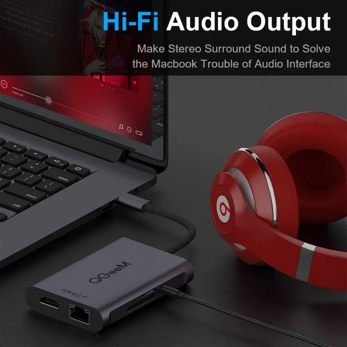 8 in 1 3.5mm Usb Hub 3.0 Adapter Pd Hdmi Rj45 Tf Sd