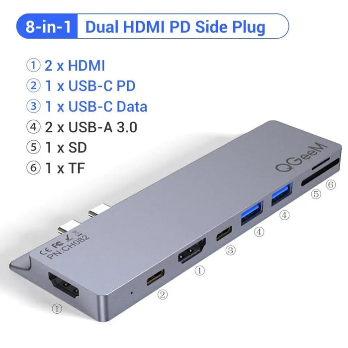 8 in 1 3.5mm Usb Hub 3.0 Adapter Pd Hdmi Rj45 Tf Sd