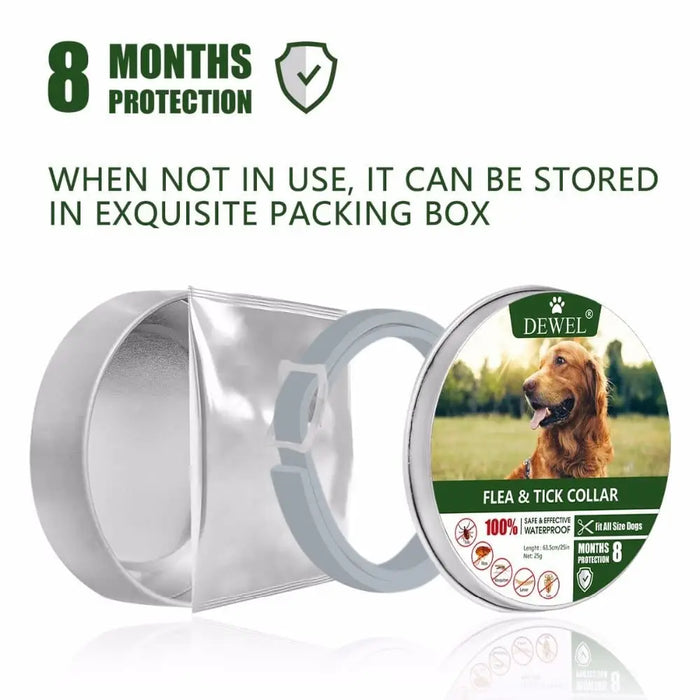 8 Months Protection Waterproof Safe Adjustable Anti Tick Dog