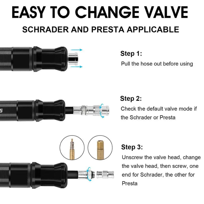 80psi Mini Bicycle Pump With Flexible Hose