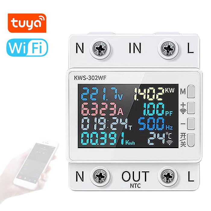 8in1 Power Meter Colour Screen 2p Multi-function Ac Energy Meter 170-270v/63a Voltage And Current