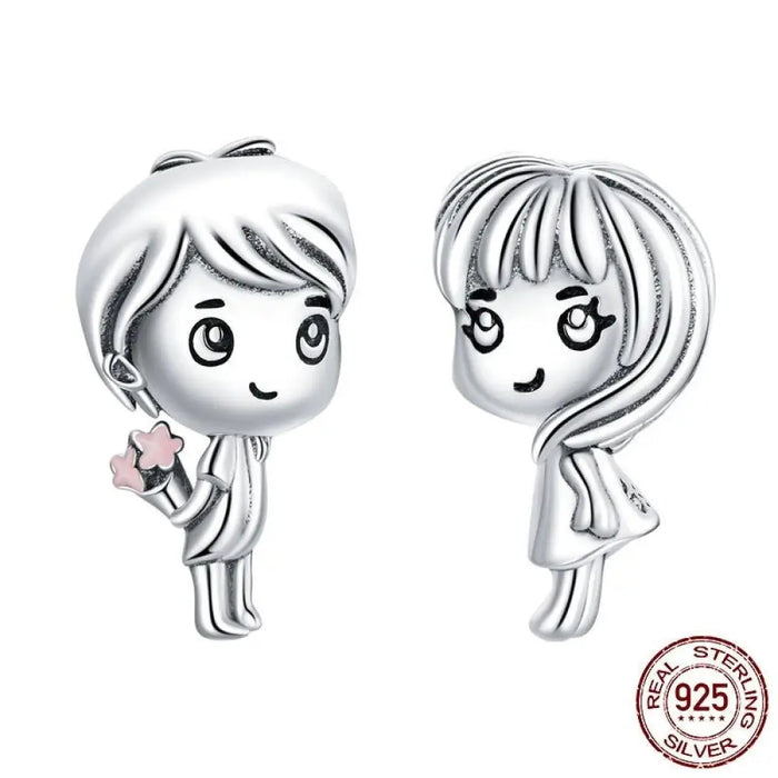 925 Srerling Silver Boy And Girl Pendant Charm For Bracelet