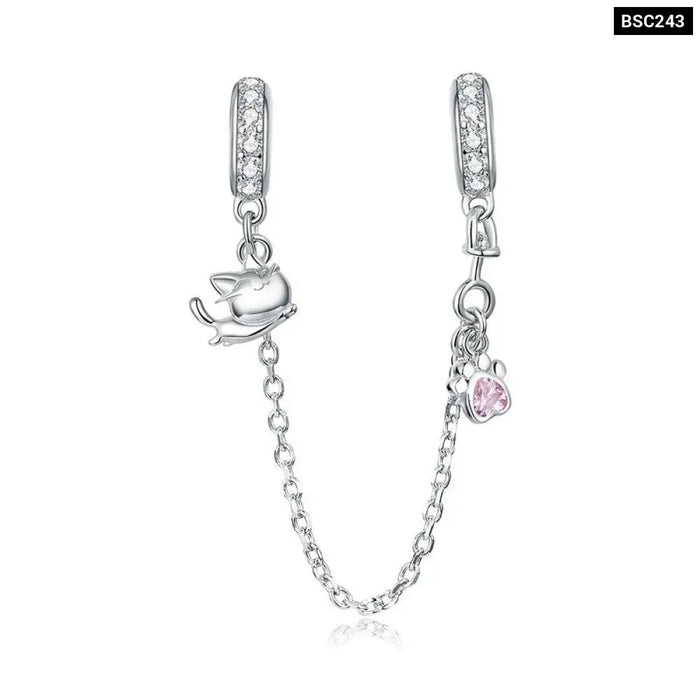 925 Sterling Silve Safety Chain Charms Collection For Women