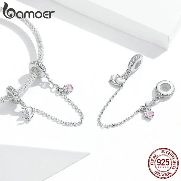 925 Sterling Silve Safety Chain Charms Collection For Women