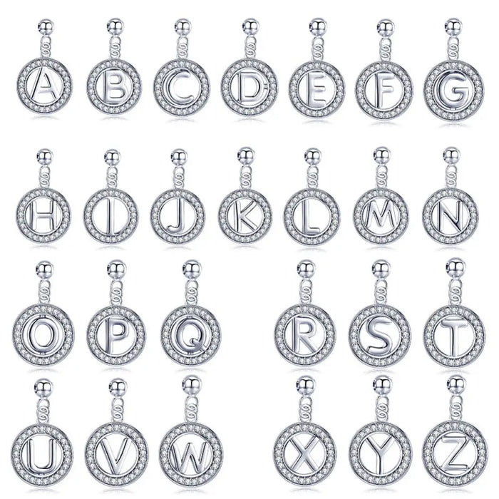 925 Sterling Silver a To z Alphabet Letter Beads Fit Charm
