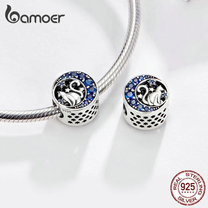 925 Sterling Silver Cat Pet Animal Charm Beads Fit Bracelets