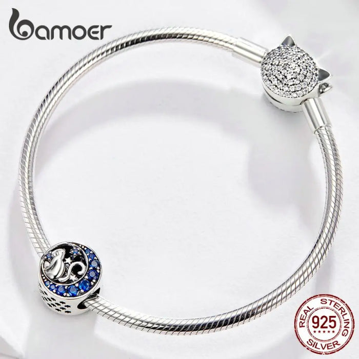 925 Sterling Silver Cat Pet Animal Charm Beads Fit Bracelets