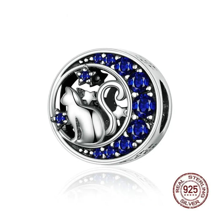 925 Sterling Silver Cat Pet Animal Charm Beads Fit Bracelets